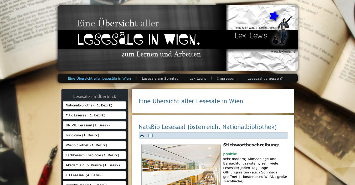 Wiener Bibliotheken und Lesesääle am Sonntag